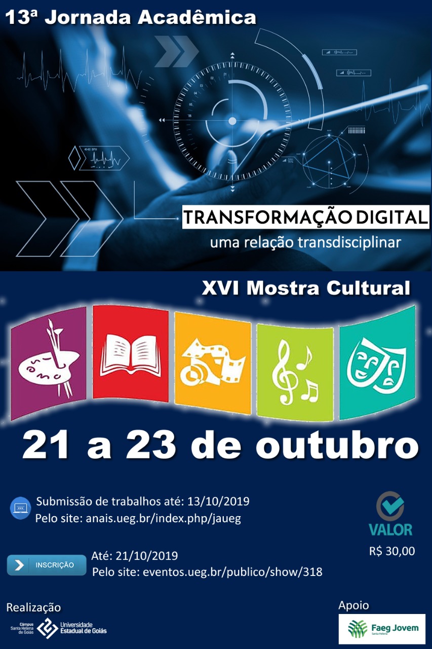 Limite par envio dos trabalhos até dia 13 de outubro de 2019